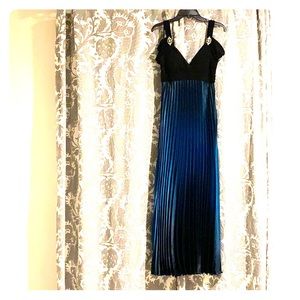 Betsy & Adam Blue Ombré Accordion Style Dress